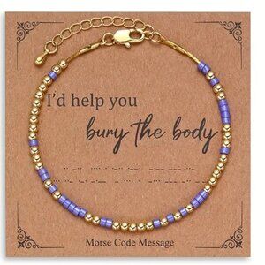NEW I'd Help You Bury The Body, Morse Code Bracelet on card, ONLY PURPLE Avail.
